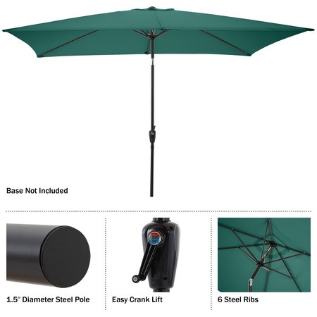 Alaterre Furniture 6 Piece Set, Okemo Table with 4 Chairs, 10-Foot Rectangular Umbrella Hunter Green ANOK01RE06S4